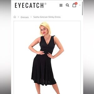 Chic Backless Black Dress - Sasha Grecian Slinky Dress from EyeCatch.com